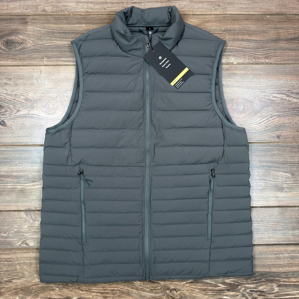 Lululemon Mens Size Large Navigation Down Vest Evolve Onyx Gray Puffer New - Picture 4 of 13